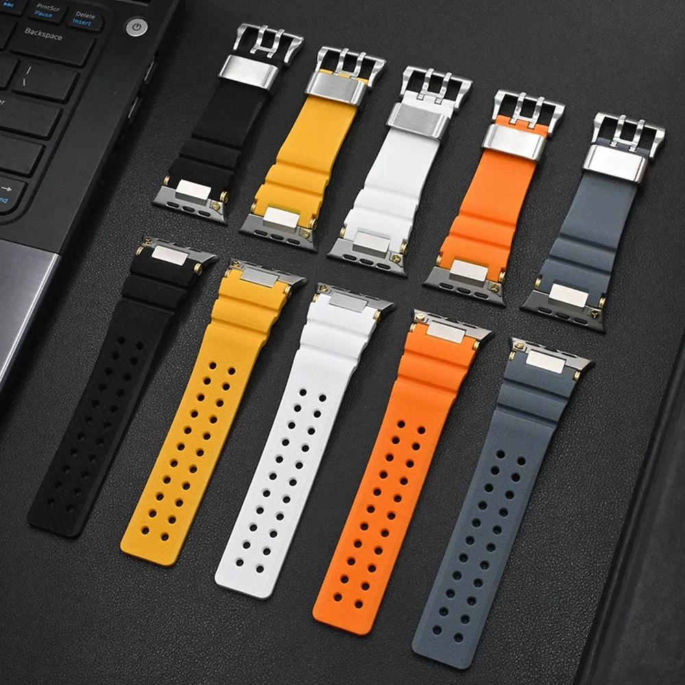 Silicone Watch Strap for Apple Watch Ultra 2 Band 49mm Sport Bracelet for Iwatch 10 46mm 9 8 7 6 Se 5 44mm 45mm Correa Wristband