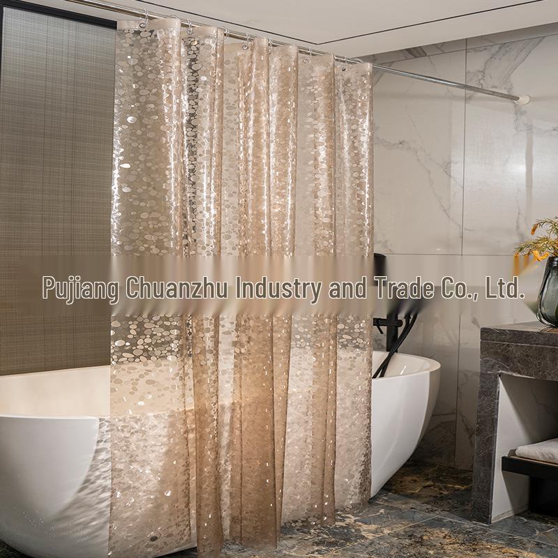 3D Printed PEVA Shower Curtain with Hooks – Thick, Waterproof, Mildew-Resistant Bathroom Partition