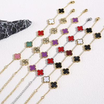 Elegantes Titanstahl Armband Kleeblatt mit vier Blättern und Fünf-Blatt-Design