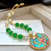 Vintage Natural Chalcedony Artificial Crystal Pearl Sweater Chain Necklace