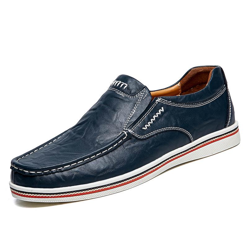 Men s Plus Size Korean Style Leather Loafers - Slip-On Casual Autumn & Winter Driving Shoes 41 синий