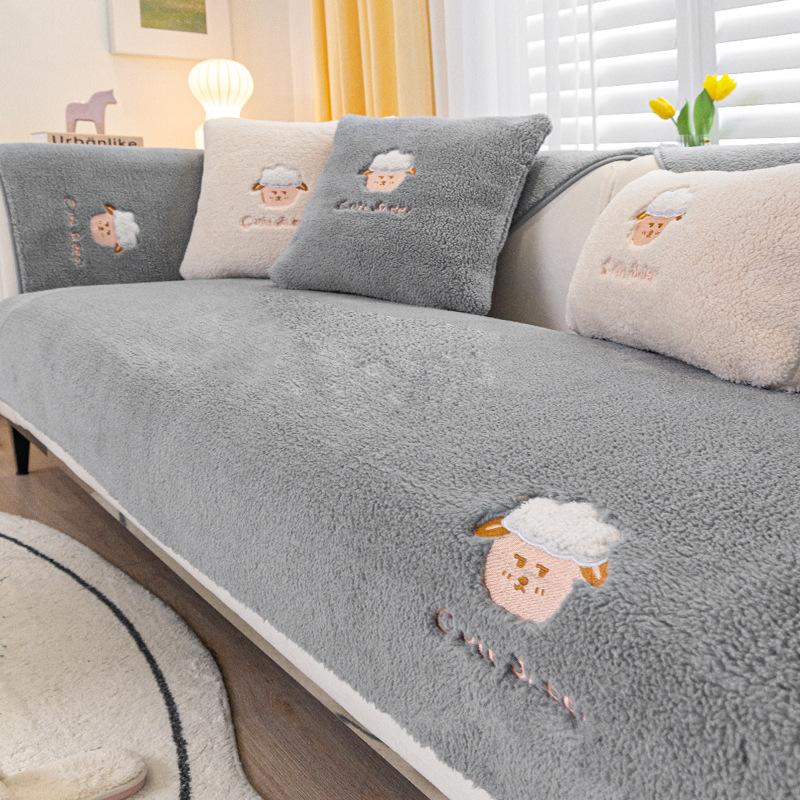 Dicker Plüsch-Sofabezug für Chaiselongue, universeller Ecksofa-Handtuchbezug, rutschfester Couchbezug für Wohnzimmer, mehrere Größen