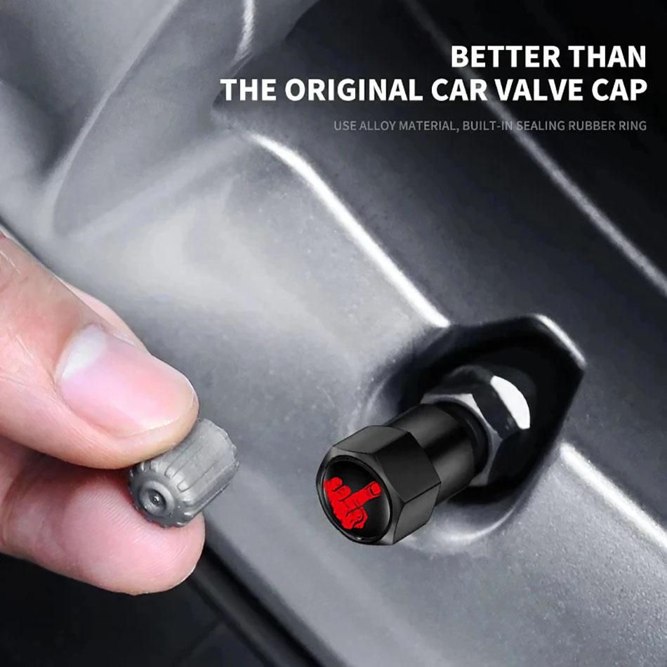 4Pcs/Set Tire Valve Caps Premium Metal Rubber Seal Tire Valve Stem Caps Dust Proof Covers Universal fit for Cars Accessories Stem Caps1