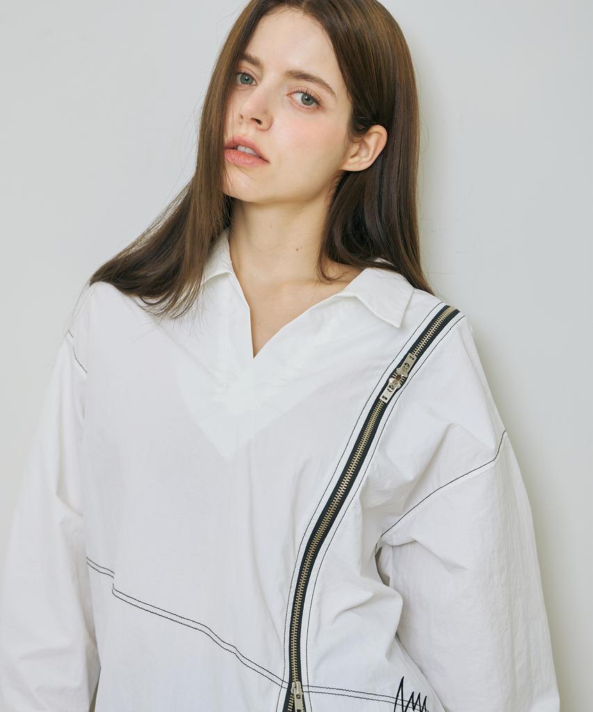 Yuseuteule Open Collar Windbreaker (White)