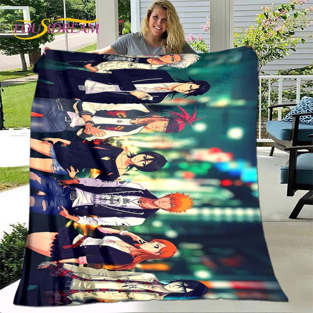 Bleach Japan Anime Cartoon Weiche Plüschdecke, Flanelldecke, Überwurf, Decke für Wohnzimmer, Schlafzimmer, Bett, Sofa, Picknick, Abdeckung für Kinder