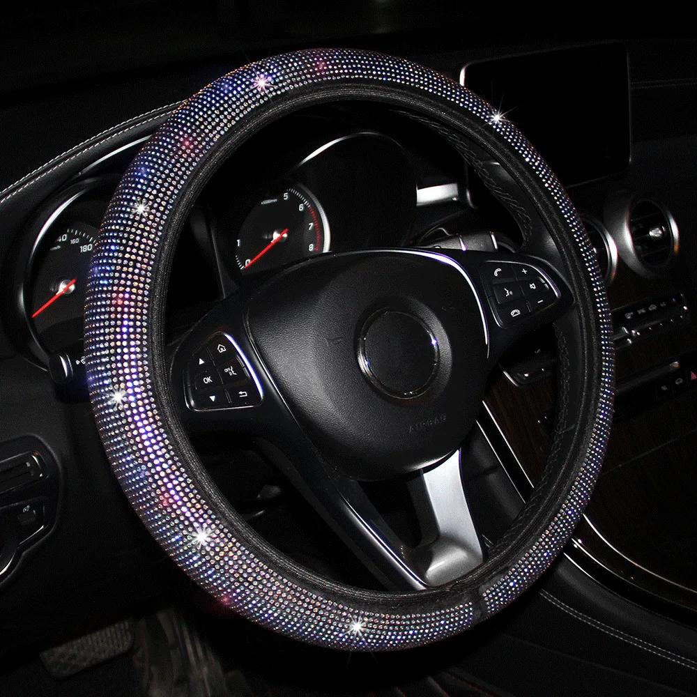 Coprivolante per auto con strass con protezione per volante Suv per auto scintillante in cristallo di diamante adatto per veicoli da 14,5-15 pollici