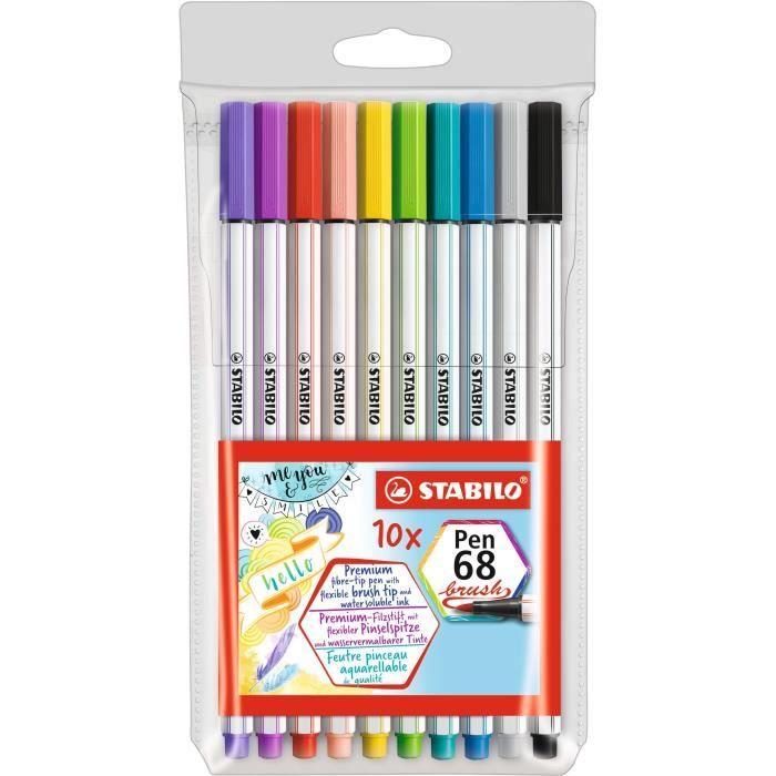 Pochette X 10 Feutres Pinceau STABILO Pen 68 Brush