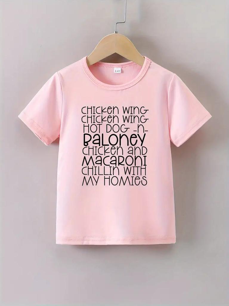 Childrens Cartoon Letter Printed Roundneck Shortsleeved and Halfsleeved Girls Tshirts and Boys  Summer Polyester Fabric