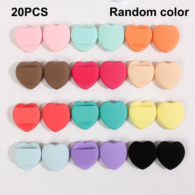 20 Pcs Mini Heart Shape Cushions Air Cushion Powder Puff Latex Free Mixed Sponge And Cosmetic Puff Is Used For Liquid Foundation
