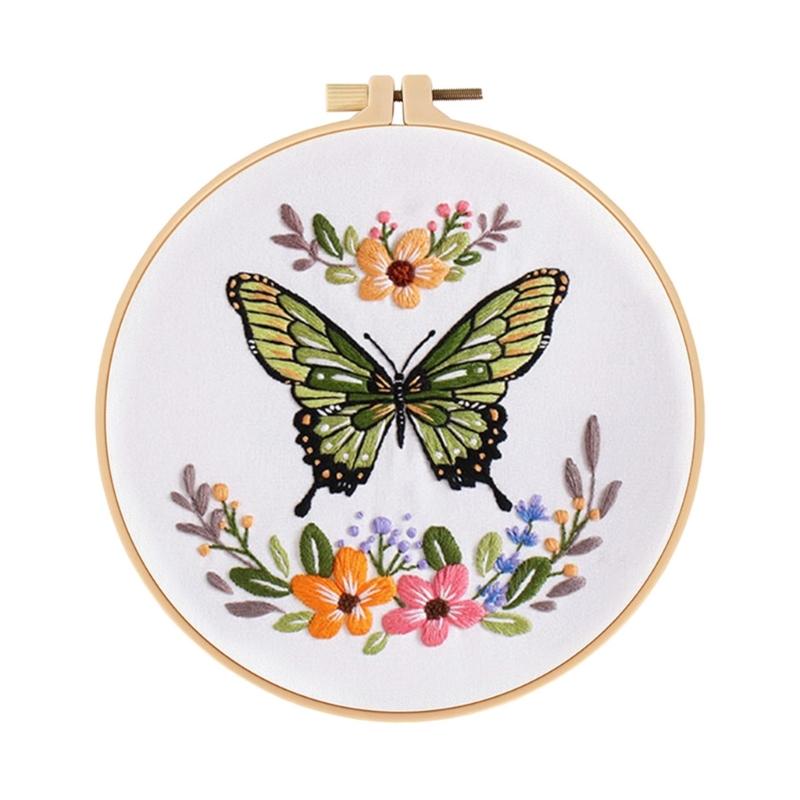 Butterfly Floral Embroidery Kits Embroidery Set with Thread and Needle Embroidery Starter Kits Crosses Stitching Set