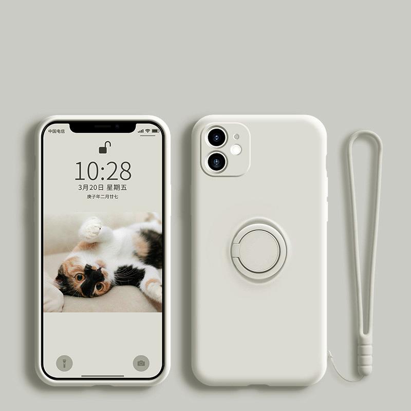 Metal Ring Holder Liquid Silicone Case For Huawei P40 P30 P20 Mate 20 30 Pro Lite Kickstand Nova 5T 6 7 SE Pro Honor 20S Cover