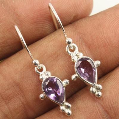 Amethyst Earring, Women Designer Earring, Dangle Earring, Gift For Her, 925 Sterling Silver, Silver Charm Jewelry