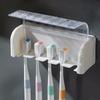 Bathroom Wallmount Toothbrush Holder With Cover 5 Slots Without Drilling Home Bathroom Self Adhered Toothbrush Storage Racks