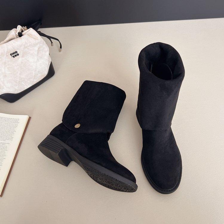 [Ushilai] Western Cowboy Boots Women's Boots 2025 Autumn and Winter New Long Pile Boots Knight Martin Boots