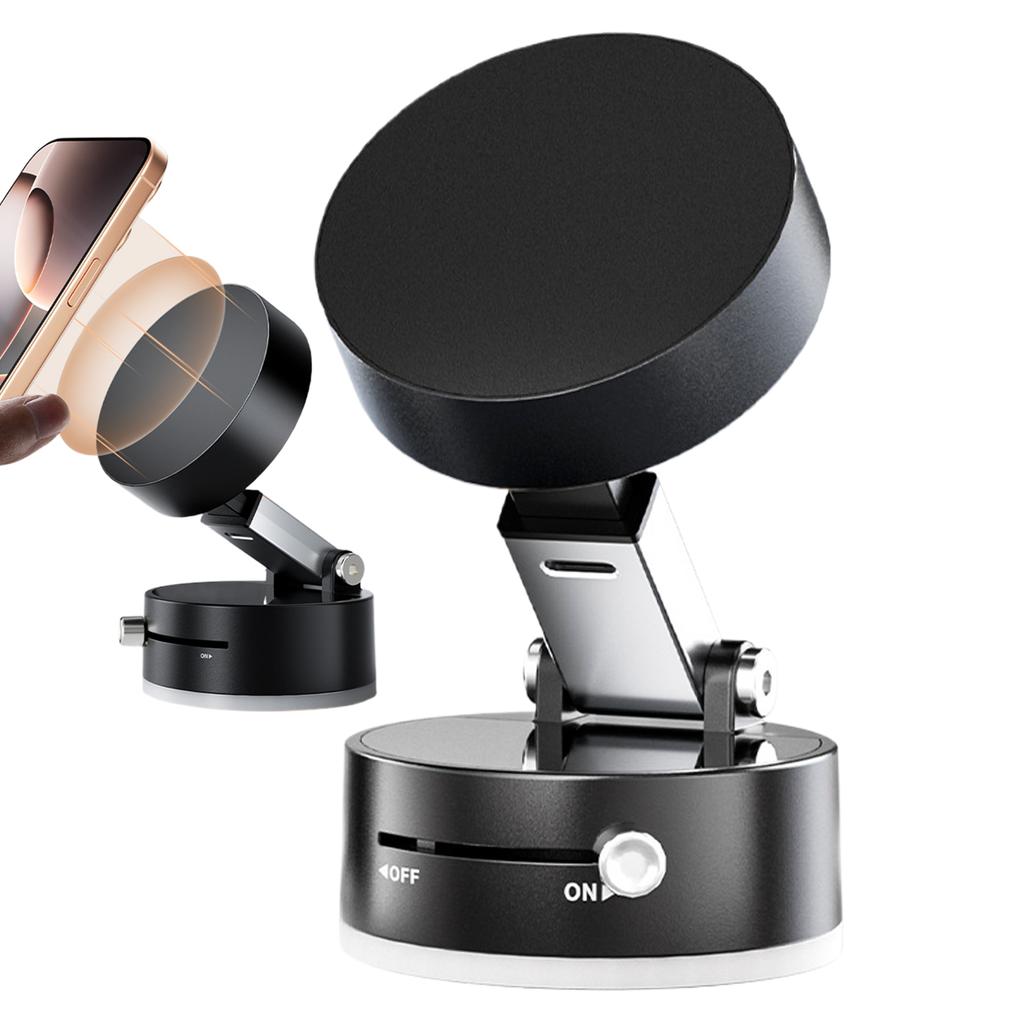 Vacuum Suction Cup Magnetic Car Mobile Phone Stand, Double-sided Foldable, Car Interior Accessories