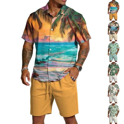Conjunto Casual Ligero Transpirable de Camisa de Manga Corta y Pantalones Cortos para Hombre