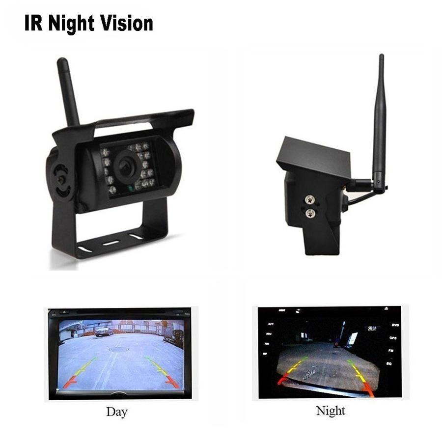 Wireless 4 Backup Cameras IR Night Vision Waterproof with 7" Rear View Monitor for RV Truck Bus Parking Assistance System