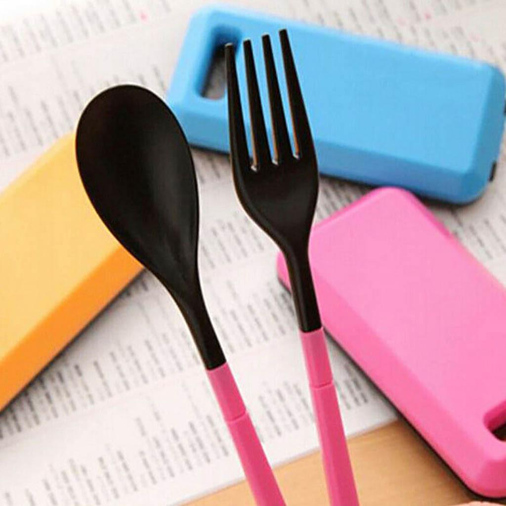 Portable Spoon Fork Chopsticks Plastic Cutlery Tableware Set For Travel Camping