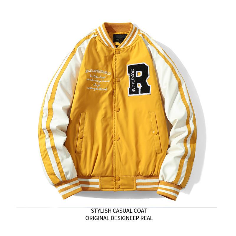 

Бейсбольная куртка Повседневная мужская сшитая куртка Мужское повседневное свободное пальто XXXL жёлтый