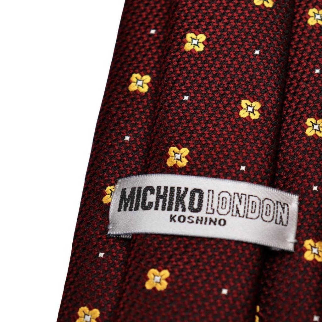 KOSHINO Small Wine Red [Michiko London] Necktie, Pattern, 100% Silk, MKJ-039