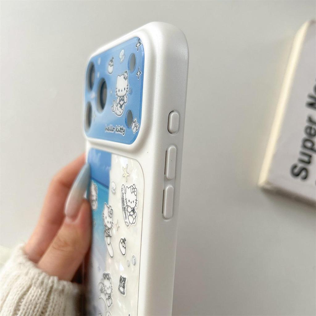 Blue Surfing Kitty iPhone 15/17/16 Pro Max Case: Anti-Drop & Large Window Design
