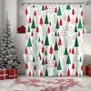 Christmas Tree Shower Curtain Green Red Xmas Trees Shower Curtains for Bathroom Decorations New Year Holiday Bathroom Curtain