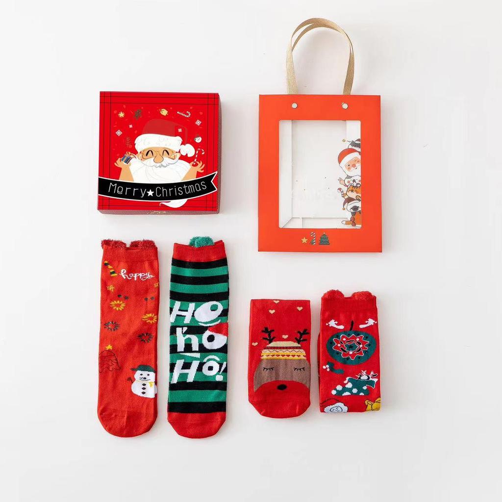 3D Cartoon Christmas Stocking Gift Set: Cute Mid-tube Women’s Socks for Autumn & Winter