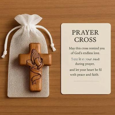 1/2Pcs Faith Fortitude Pocket Hug with Inspirational Card Portable Wooden Patriotic Faith Token Decoration Christian Religious Gifts