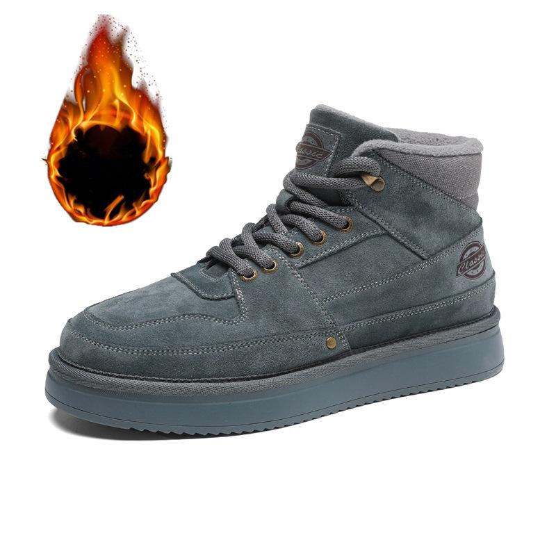 

Кожаные мужские зимние ботинки, новые бархатные утолщенные модные повседневные ботинки на толстой подошве, короткие мужские зимние ботинки 45