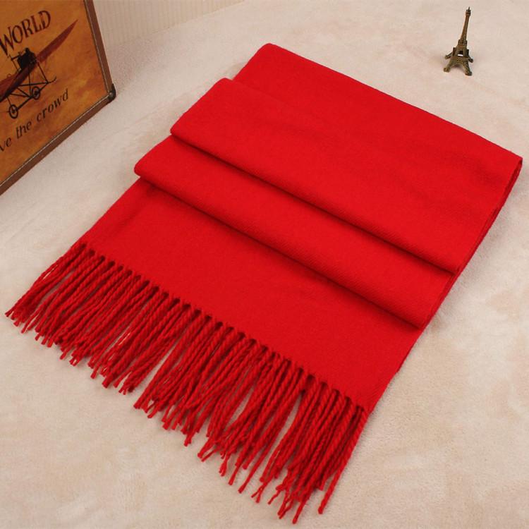 Plus Size Ethnic Style Retro Chinese Red Scarf - Imitation Cashmere Shawl, Solid Color, Autumn/Winter Gift