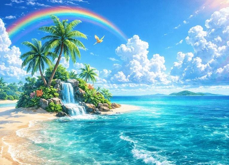 Peaceful Beach Sky Coconut Tree Beach