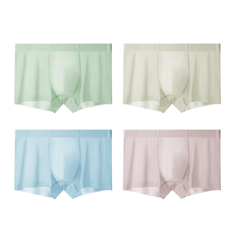 Men's Spring and Summer Ice Silk Without Trace Cool Feeling Breathable Mesh 7A Antibacterial Underwear
