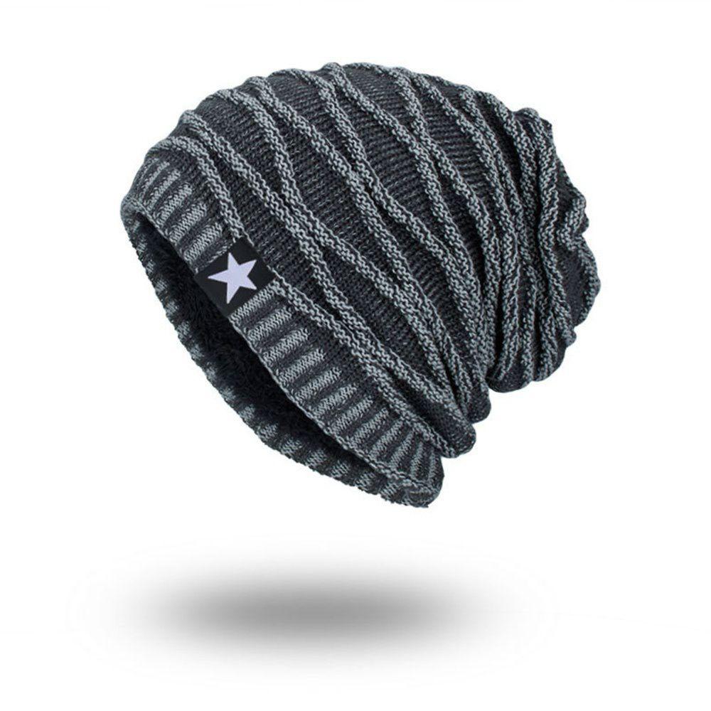 Women and Men Slouchy Fleece Lined Winter Warm Hat Knitted Hat Skull Cap Men's Beanie