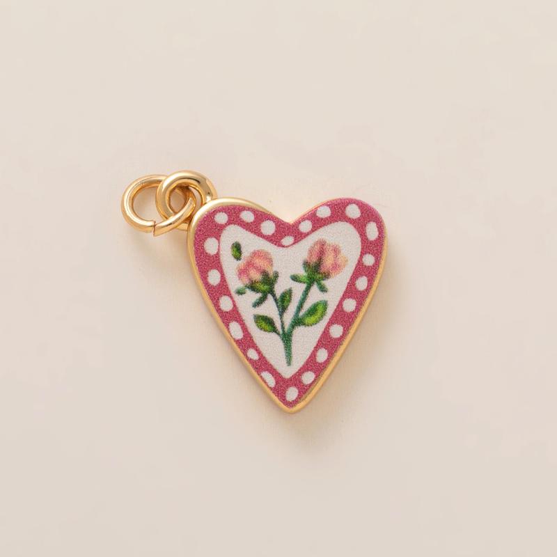 Simple And Versatile Color Blocking Butterfly Love Flower Diy Pendant Accessories Gold-Plated Color Preservation