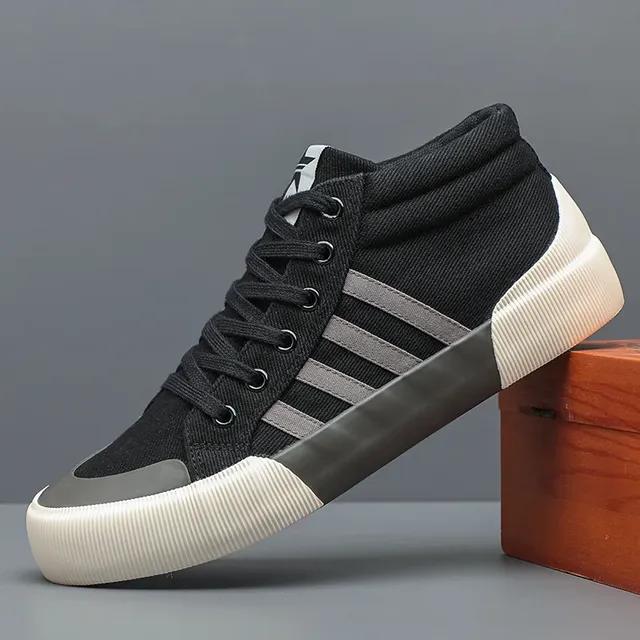 Vysoké tenisky Prodyšné plátěné boty s měkkou podrážkou jaro podzim 2024 vulkanizované boty s plochou podrážkou Pánské boty pro mládež pro volný čas