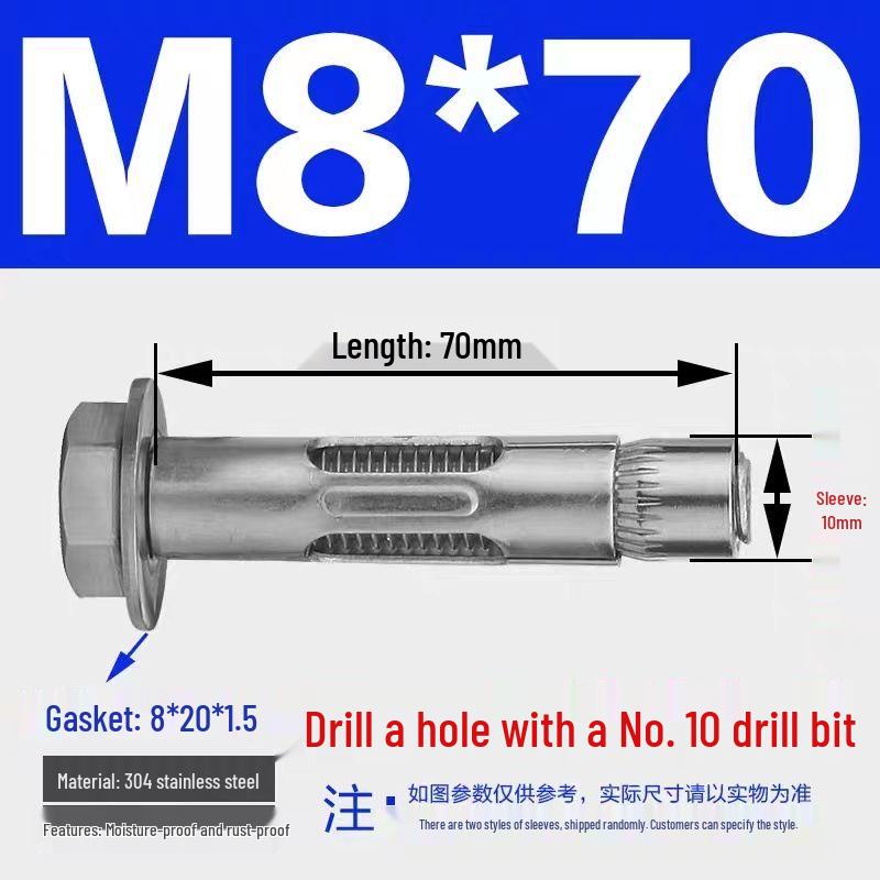 Stainless Steel Expansion Bolt with External Hex & Built-in Hole