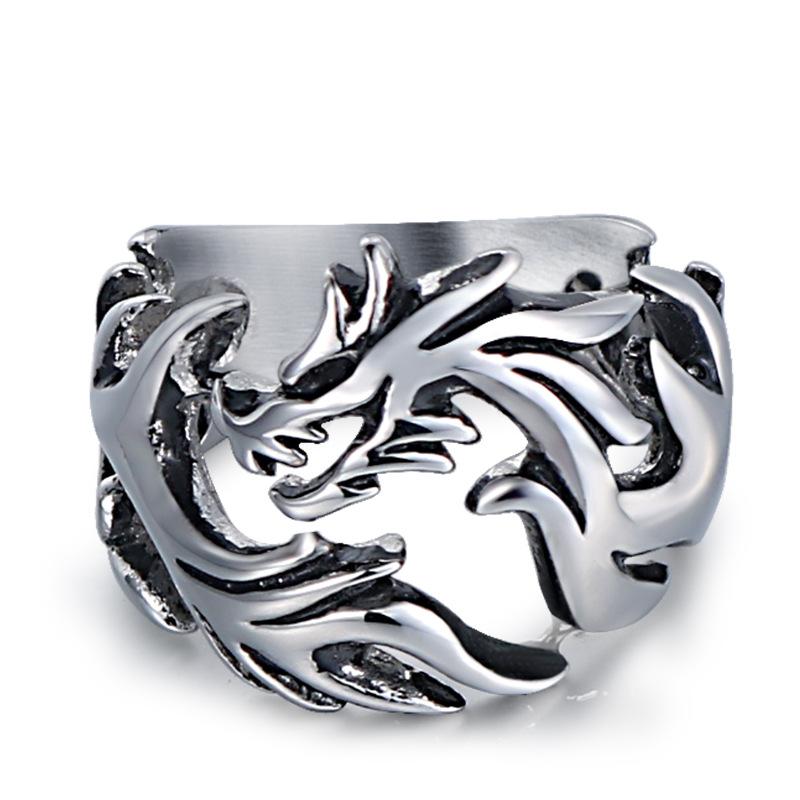 

2026 Fashion Domineering Index Finger Titanium Steel Dragon Ring, Trendy Retro Men s Ring 13