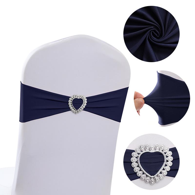 Heart-Shaped Elastic Chair Flower Bow - Wedding Banquet Decoration Heart-shaped Ring, 13cm x 35cm
