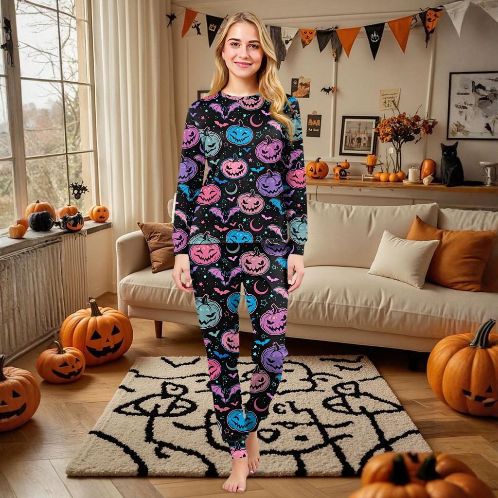 Family Matching Print Sets Pajamas Loungewear Outfits Family Matching Long Sleeve Tops+Pants Set