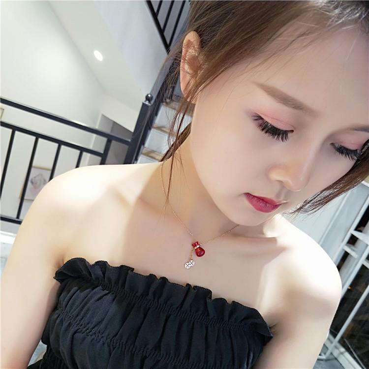 Gold Plated Red Gourd Clavicle Necklace for Women