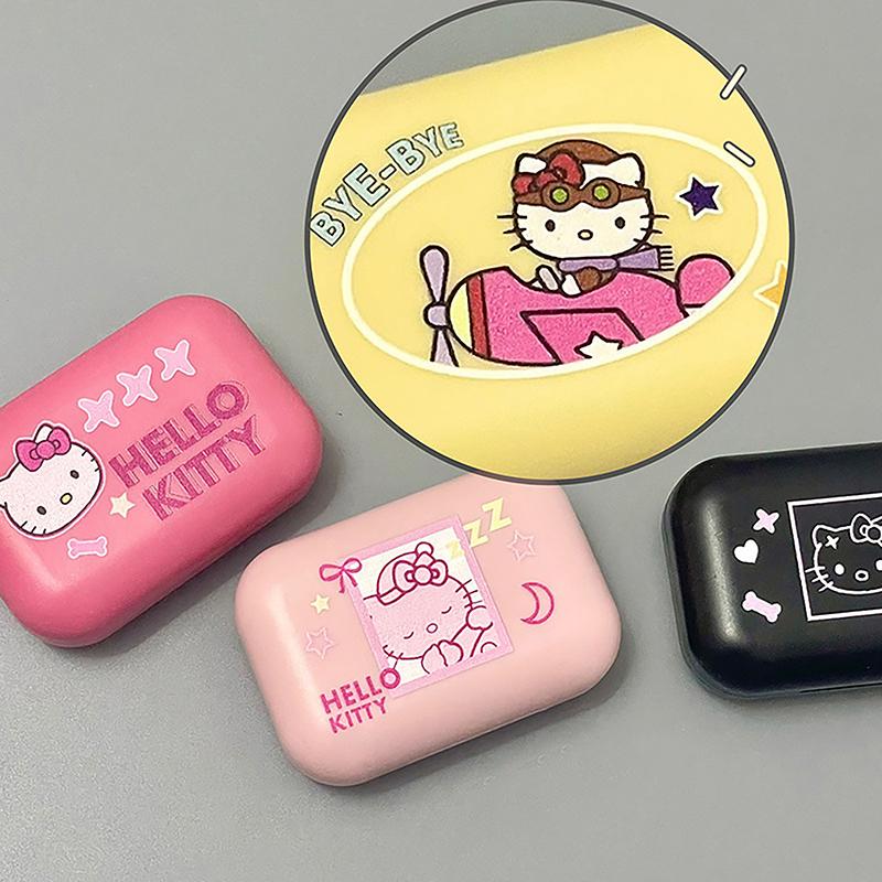 Contact Lenses Case Hello Kitty Cute Portable Travel Easy Carry Storage Container Kawaii Eye Accessorie Box