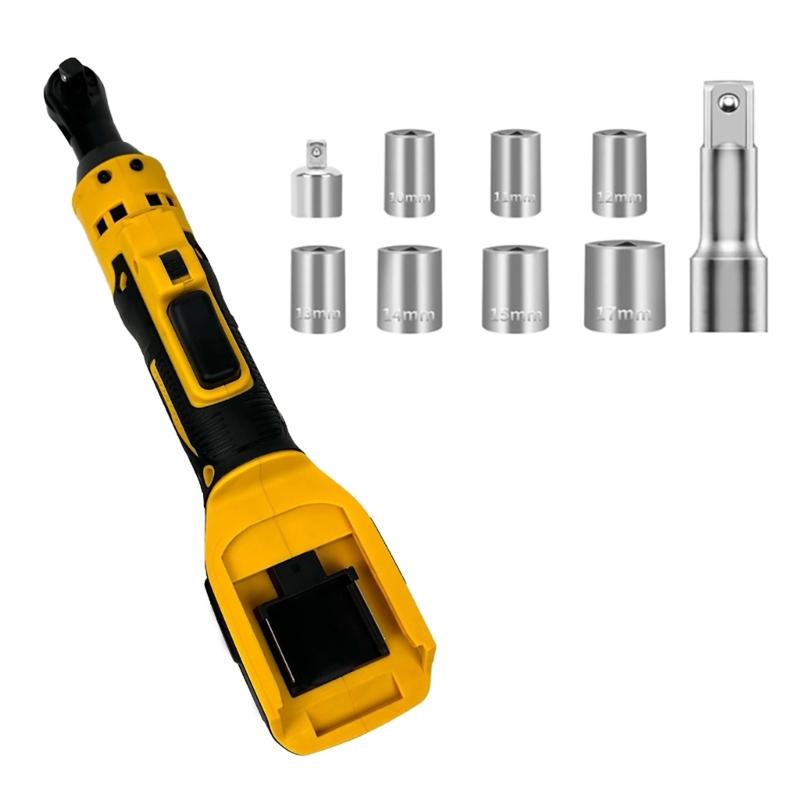 Cordless Electric Ratchet Wrench Set 400RPM Cordless Ratchet Wrench 3/8" 7 Sockets 1/4" Adapter Variable Speed