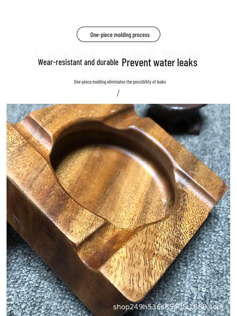 Retro Walnut Solid Wood Ashtray: Creative, Durable, Large-Slot Engraved Design – Perfect for Home or Hotel Use