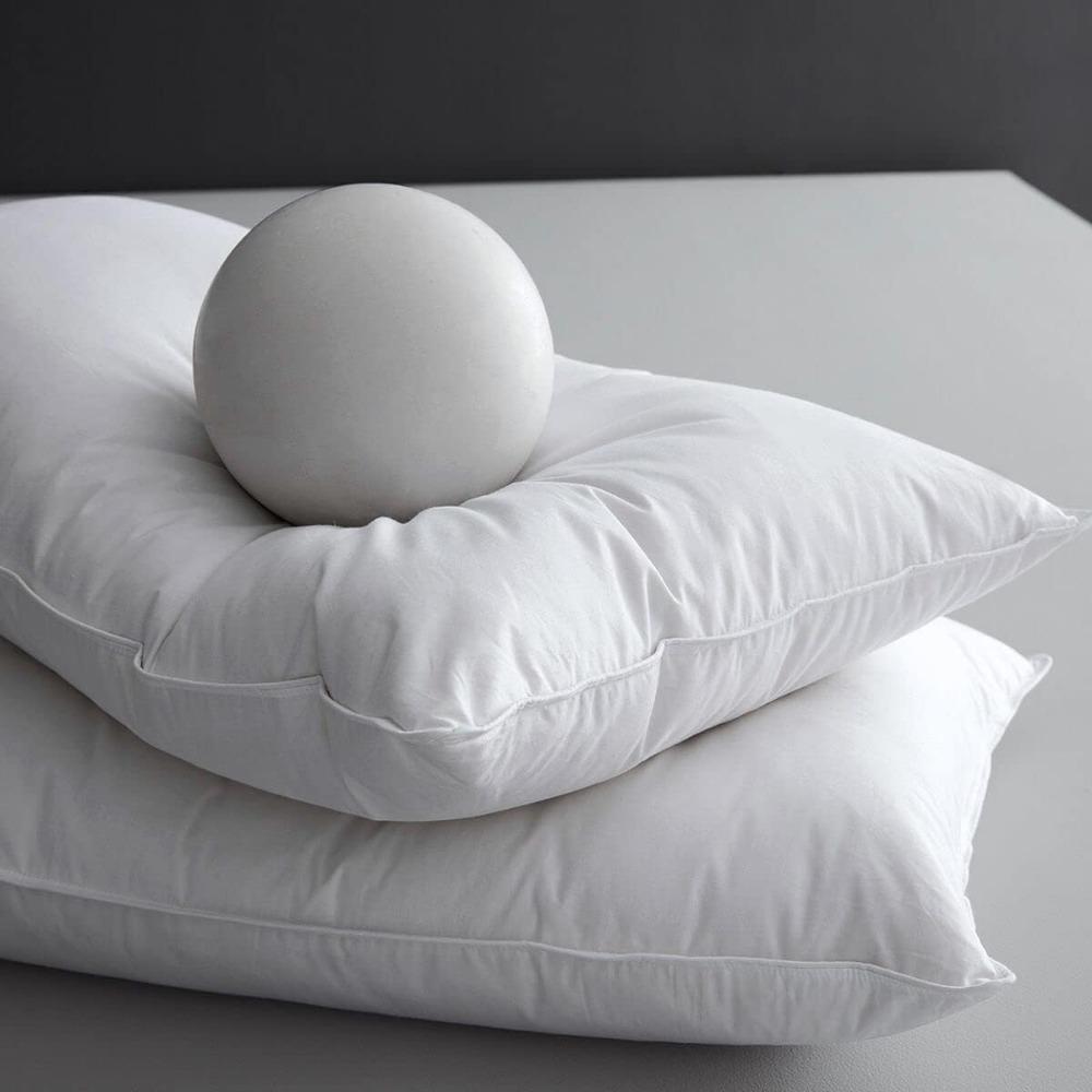 Luxury Goose Feather Down Pillow Queen Hotel Quality Fluffy Bed Pillow Soft Sleep Pillow Organic Cotton Cover