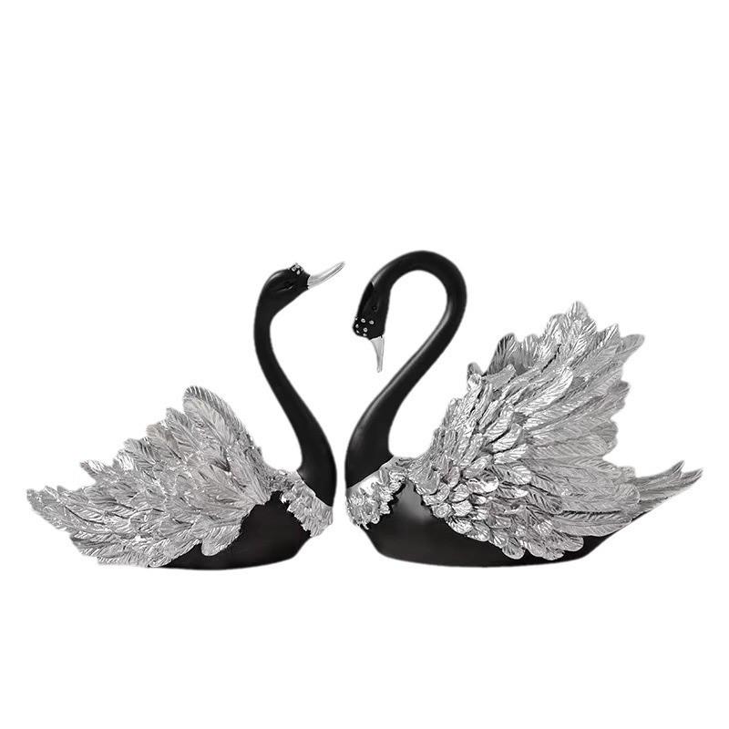 Elegant Resin Swan Couple Decor Living Room TV Cabinet Bar Shelf Luxury Home Decoration Gift