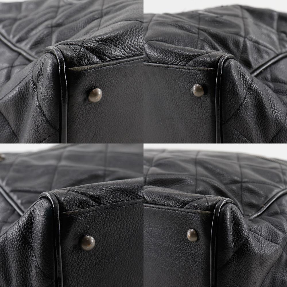 Chanel Matelasse Boston Bag Logo Black Caviar Skin/enamel Women Used