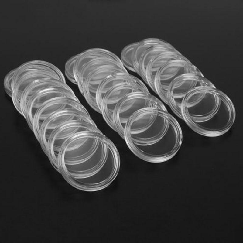 Coin Capsule Supplies Transparent 100pcs Containers 33mm Plastic Holders