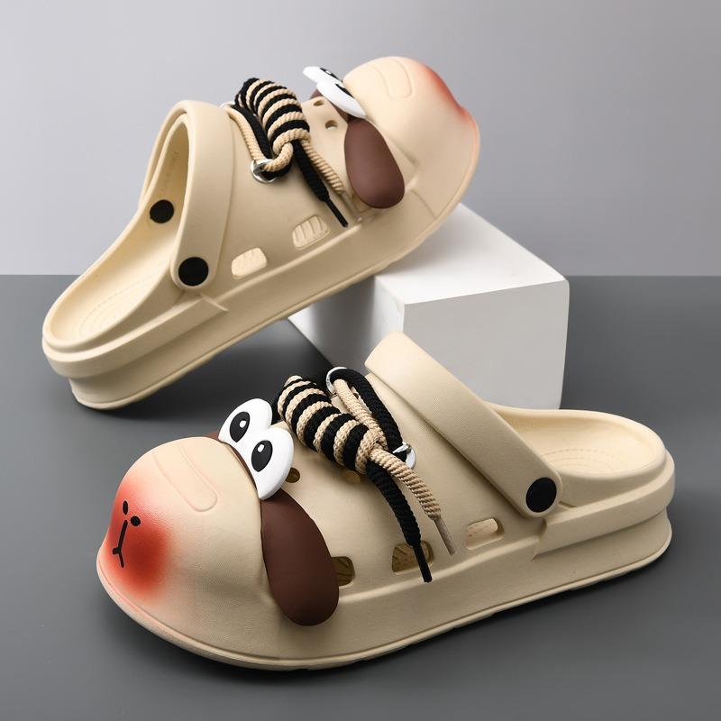 Summer new cute big mouth strap cartoon hole shoes women's bag head breathable soft bottom eva slippers