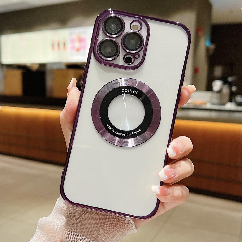 Magnifying Glass Electroplated Magnetic Lens Film Mobile Phone Case for IPhone16Plus for Apple 15ProMax14/13