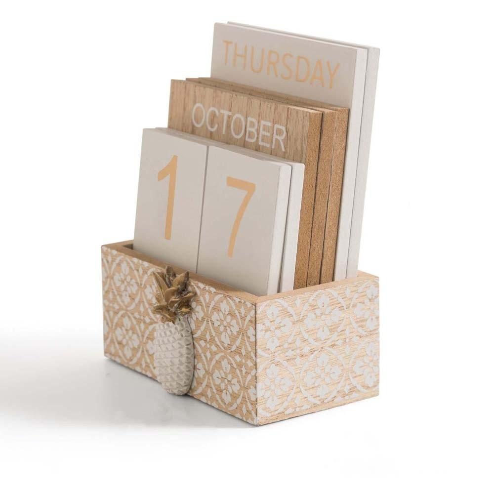 Cactus Wooden Perpetual Calendar Pineapple Date Display Ornament Desk Calendar Ornament  Study